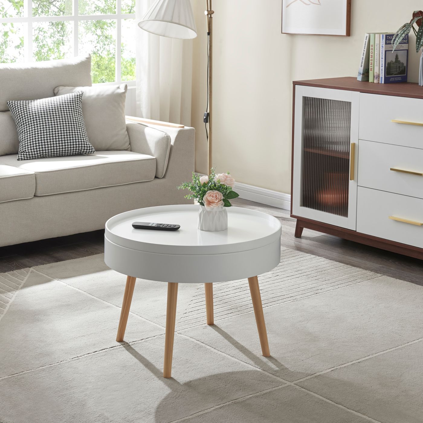Table basse avec plateau amovible Bongard 45 x 60 cm blanc [en.casa]