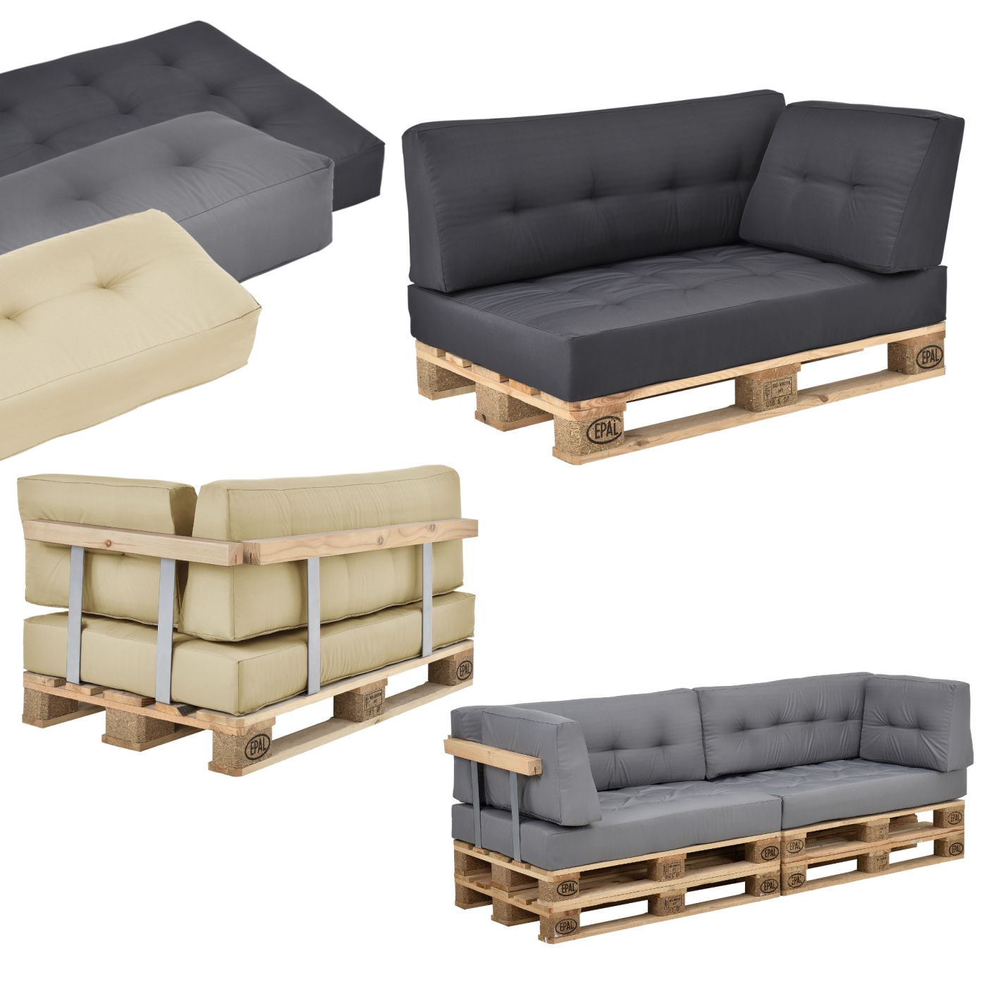 en.casa] 1x coussin de siège pour canapé d'euro palette [moutard] coussins  de palettes in/outdoor rembourrage meuble - Conforama