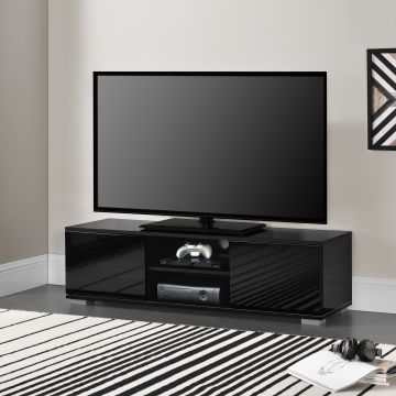 Meuble TV Werpen avec compartiments et portes  35 x 120 x 40 cm MDF Noir [en.casa]