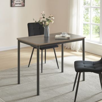 Table de salle à manger Lindesberg MDF acier 100 x 60 x 75 cm gris effet chêne noir [en.casa]