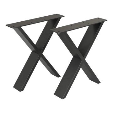 Set de 2 pieds de table Maribo forme X en acier 72 x 55 x 6 cm [en.casa]