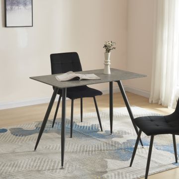 Table de salle à manger Fitjar MDF acier 100 x 60 x 75 cm effet béton noir [en.casa]