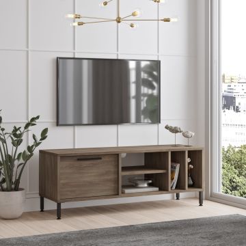 Meuble TV Loimaa à porte 43 x 120 x 35,5 cm chêne gris / anthracite [en.casa]