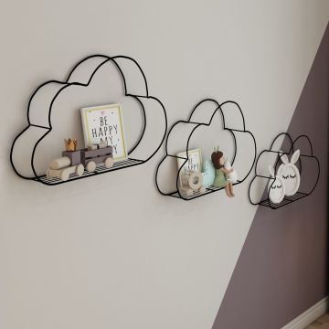 Ensemble de 3 étagères Tønder pour enfant en forme de nuage noir [en.casa]