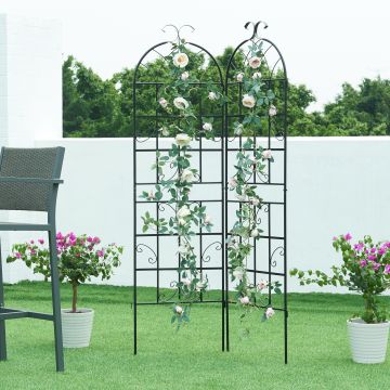 Treillis de jardin en set de 2 pièces Barrea acier 180 x 102 cm noir casa.pro