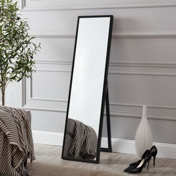 Miroir sur pied Giovinazzo psyché inclinable 150 x 35 cm noir [en.casa]