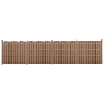 [neu.holz] Kit de 4 Clôtures Barrière Brise Vue Brise Vent Bois Composite (WPC) Brun 185 x 747 cm