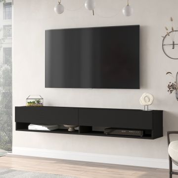 Meuble TV Laitila à 2 portes 29,5 x 180 x 31,5 cm noir [en.casa]