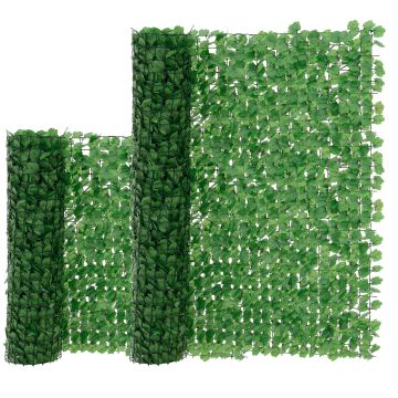 Clôture avec Feuilles Brise Vue Polyester Plastique Fer Vert [neu.haus]