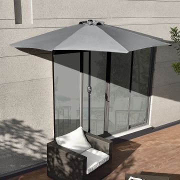 Demi-parasol Eger pour terrasse balcon polyester 300 x 150 x 230 cm gris [casa.pro]