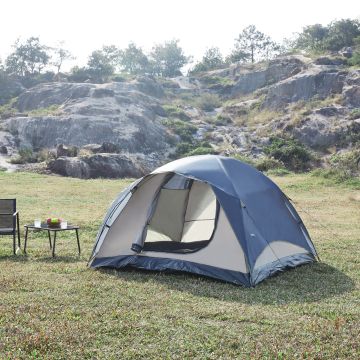 Tente de camping Bergeijk pour 2-3 personnes 213 x 213 x 130 cm gris beige pro.tec