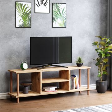Meuble TV Ærøskøbing avec espace de rangement 43 x 120 x 29 cm effet bois [en.casa]