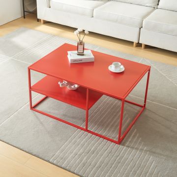 Table basse Solund du Salon Rectangulaire 45 x 90 x 60 cm rouge [en.casa]