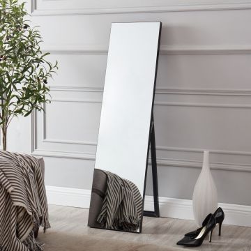 Miroir sur pied Barletta psyché inclinable 150 x 35 cm noir [en.casa]