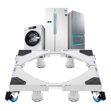 Base à double roues Kella pour lave-linge et réfrigérateur ajustable en taille blanc [en.casa]