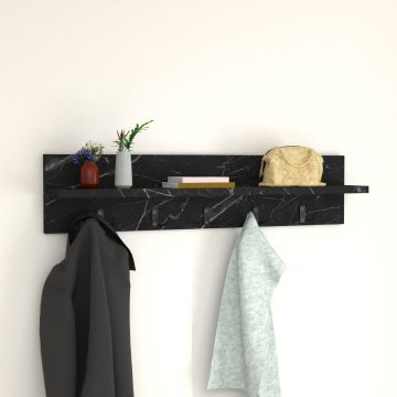 Portemanteau Hammarö à 10 crochets 80 x 13 x 18 cm effet marbre noir [en.casa]