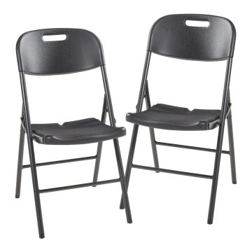 Lot de 2 chaises pliantes Ljusnarsberg 87 x 46 x 53 cm noir [en.casa]