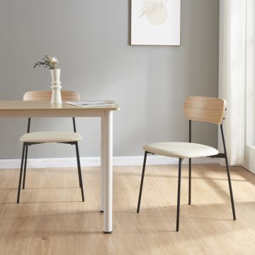 Lot de 2 chaises de salle à manger Jyväskylä 78 x 45 x 48 cm beige noir effet bois [en.casa]