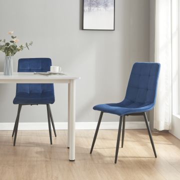 Lot de 2 chaises de salle à manger Lexnitz avec pieds arrondis 89 x 44 x 45 cm bleu foncé noir [en.casa]