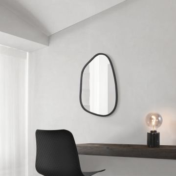 Miroir mural Filiano asymétrique 80 x 58 cm noir mat [en.casa] *81771306*