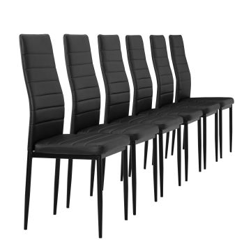 Kit de 6 x Chaises de salle à manger cuir synthétique 96x43x52 cm noir [en.casa] 