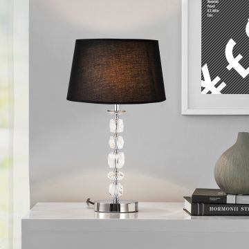 Lampe de Bureau Élégante Lampe de Table Stylée Liseuse en Aluminium Plastique E14 Hauteur 53 cm Chrome Noir [lux.pro]