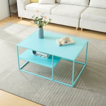 Table basse Solund du Salon Rectangulaire 45 x 90 x 60 cm bleu menthe [en.casa]