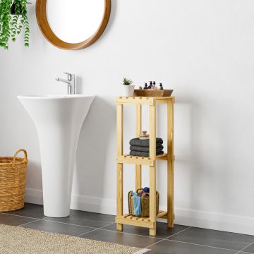 Étagère de salle de bain Kinnula bois de pin 90 x 30 x 30 cm naturel [en.casa]