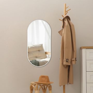 Miroir mural Picciano ovale 40 x 80 cm blanc mat [en.casa]