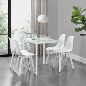 Ensemble de Table à Manger 105 x 60 x 75 cm et 4 Chaises Blanc [en.casa] 