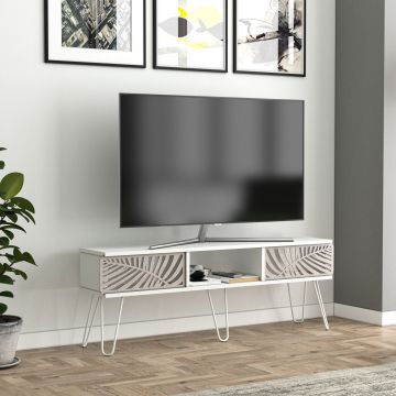 Meuble TV Salangen 139 x 30 x 49 cm blanc [en.casa]