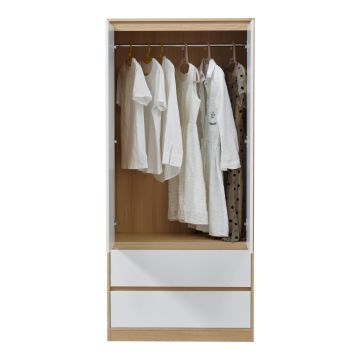 Armoire de chambre Bastheim avec 2 tiroirs MDF 176 x 80 x 52 cm effet chêne blanc [en.casa]