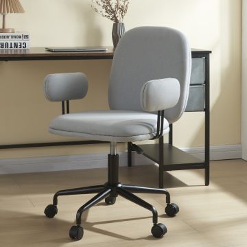 Chaise de bureau Kaarina avec accoudoirs hauteur d'assise 50 - 60 cm gris clair [en.casa]