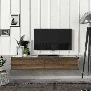 Meuble TV Toivakka 135 x 31 x 25 cm blanc et effet noyer [en.casa]