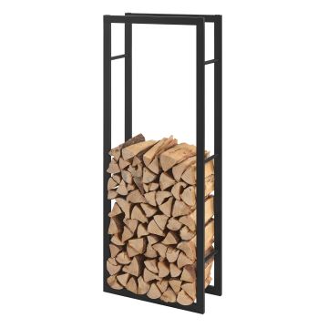 Porte bûches range bûches vertical en métal intérieur extérieur 50 x 30 x  100 cm noir - Mobilier de Jardin - Achat & prix