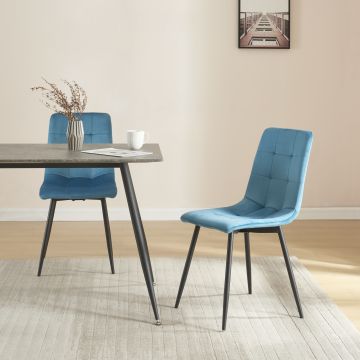 Lot de 2 chaises de salle à manger Lexnitz avec pieds arrondis 89 x 44 x 45 cm turquoise noir [en.casa]