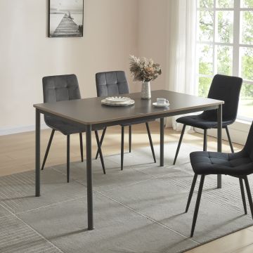 Table de salle à manger Lindesberg MDF acier 140 x 80 x 75 cm gris effet chêne noir [en.casa]