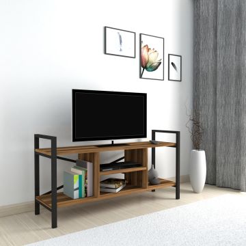 Meuble TV Osterøy avec espace de rangement 61 x 120 x 35 cm effet noyer [en.casa]