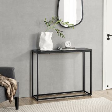 Table console Kittilä 80 x 100 x 30 cm noir et imitation marbre [en.casa]