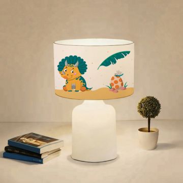 Lampe de bureau Macclesfield pour enfant 32 cm blanc à motif de dinosaure [lux.pro]