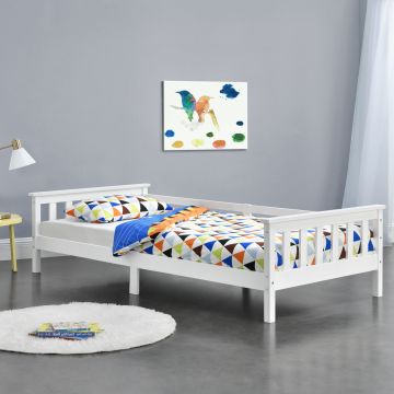 Lit d'Enfant Design Nuuk en Pin 200 x 90 cm Blanc Mat Laqué [en.casa]