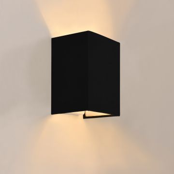 [lux.pro] Lampe Murale Applique Forme Angulaire E27 60 W 20 x 16 x 13 cm Abat-jour en Lin Noir