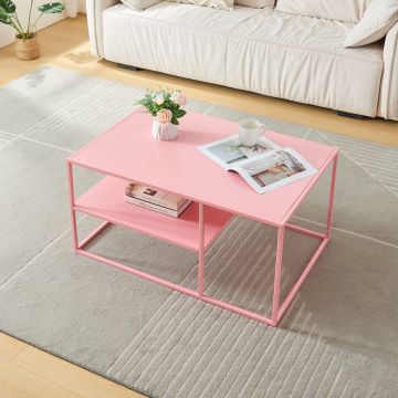 Table basse Solund du Salon Rectangulaire 45 x 90 x 60 cm rose [en.casa]