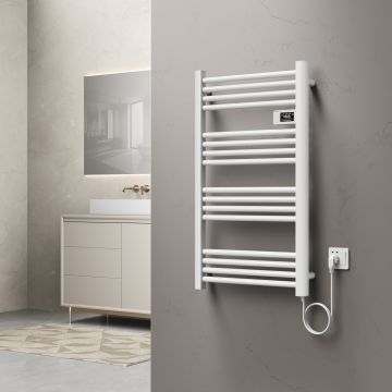 Sèche-serviettes électrique Follo avec radiateur 96 x 54 cm 500W blanc pro.tec