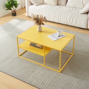 Table basse Solund du Salon Rectangulaire 45 x 90 x 60 cm jaune [en.casa]