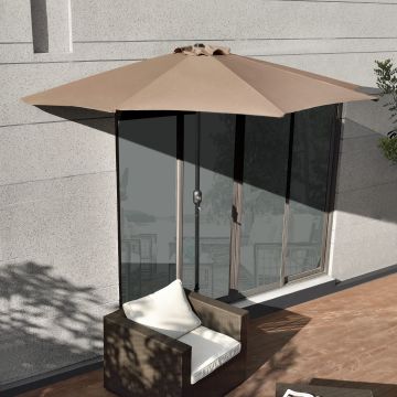 Demi-parasol Eger pour terrasse balcon polyester 300 x 150 x 230 cm beige [casa.pro]