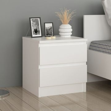 Table de chevet Fuglebjerg à 2 tiroirs 42 x 40 x 37 cm blanc [en.casa]