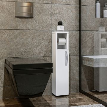 Armoire de salle de bain Årjäng avec distributeur de papier toilette panneau de particules 65 x 15 x 12 cm blanc [en.casa]