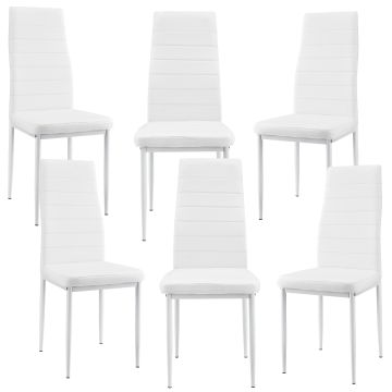 Kit de 6 x Chaises de salle à manger cuir synthétique 96x43x52 cm blanc [en.casa] 