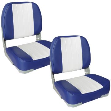 2x Sièges Pilot Chaise de Bateau Assise Pilot Similicuir Bleu et Blanc 490 x 400 x 390 mm